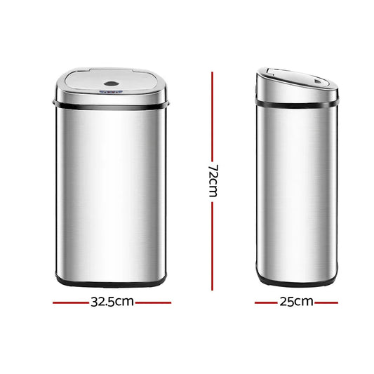 Devanti Motion Sensor Bin 50L Soft-Close Hygienic Kitchen Solution - Mekamart Australia