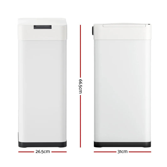 Devanti 50L Sensor Bin Motion Rubbish Bins Kitchen Automatic Trash Can White - Mekamart Australia