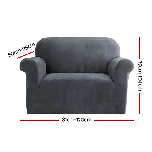 Artiss Sofa Cover Couch Covers 1 Seater Velvet Grey - Mekamart Australia