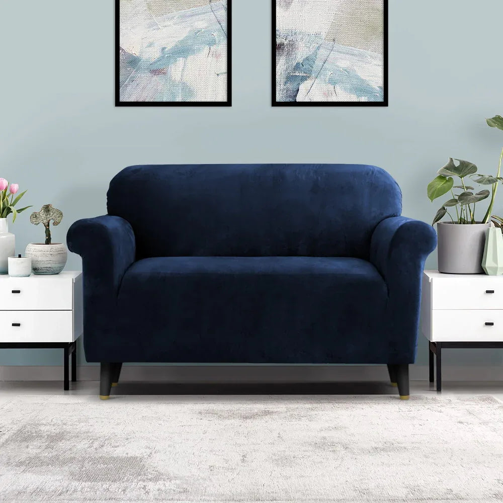 Artiss Sofa Cover Couch Covers 2 Seater Velvet Sapphire - Mekamart Australia