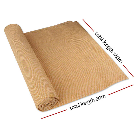 Instahut 70% Shade Cloth 1.83x50m Shadecloth Sail Heavy Duty Beige - Mekamart Australia