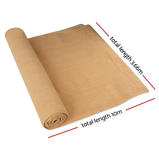 Instahut 70% Shade Cloth 3.66x10m Shadecloth Sail Heavy Duty Beige - Mekamart Australia