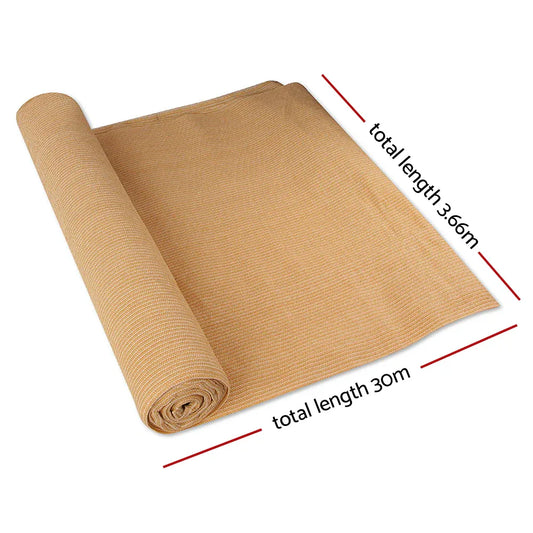 Instahut 70% Shade Cloth 3.66x30m Shadecloth Sail Heavy Duty Beige - Mekamart Australia