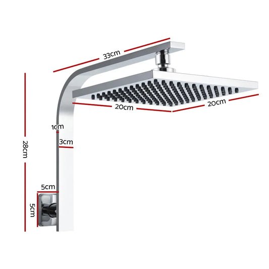 Cefito 8'' Rain Shower Head Wall Arm Square High Pressure Chrome - Mekamart Australia