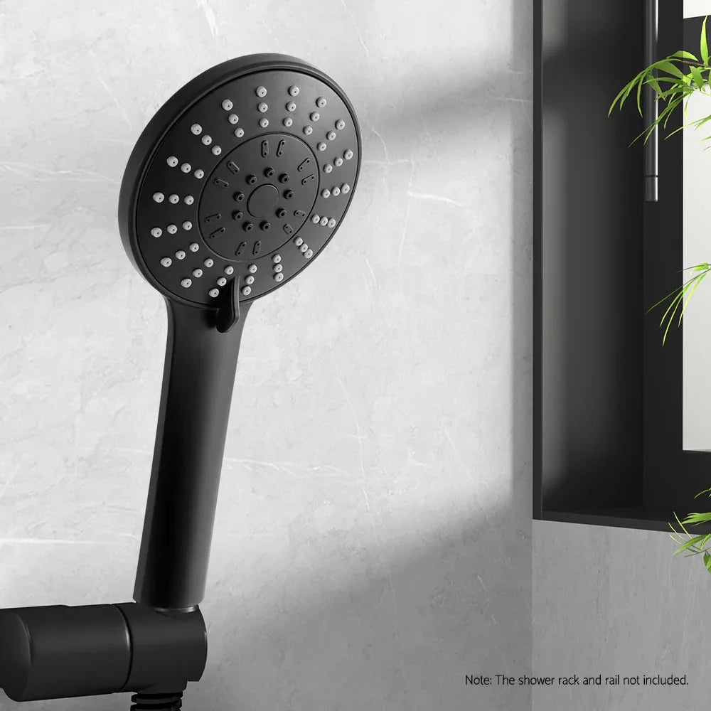Handheld Shower Head 4.5" High Pressure 5 Modes Poweful Round Black - Mekamart Australia