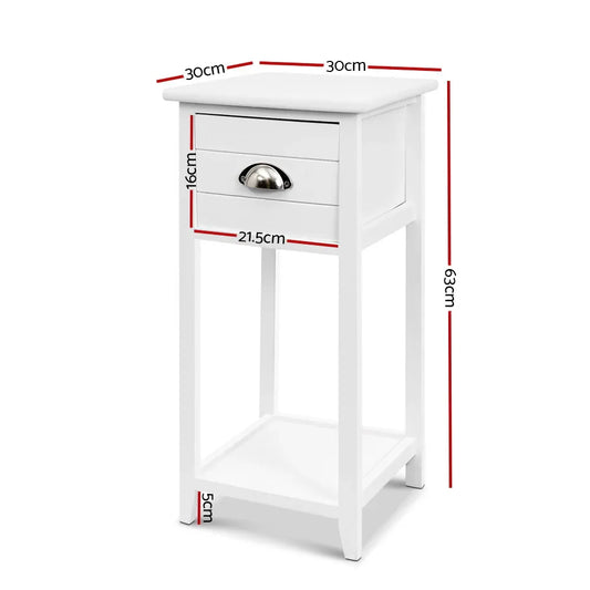 Artiss Bedside Table Vintage - THYME White - Mekamart Australia