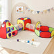 Keezi Kids Play Tent Pop Up Teepee Playhouse Ball Pit Crawl Tunnel Basketball Hoop - Mekamart Australia