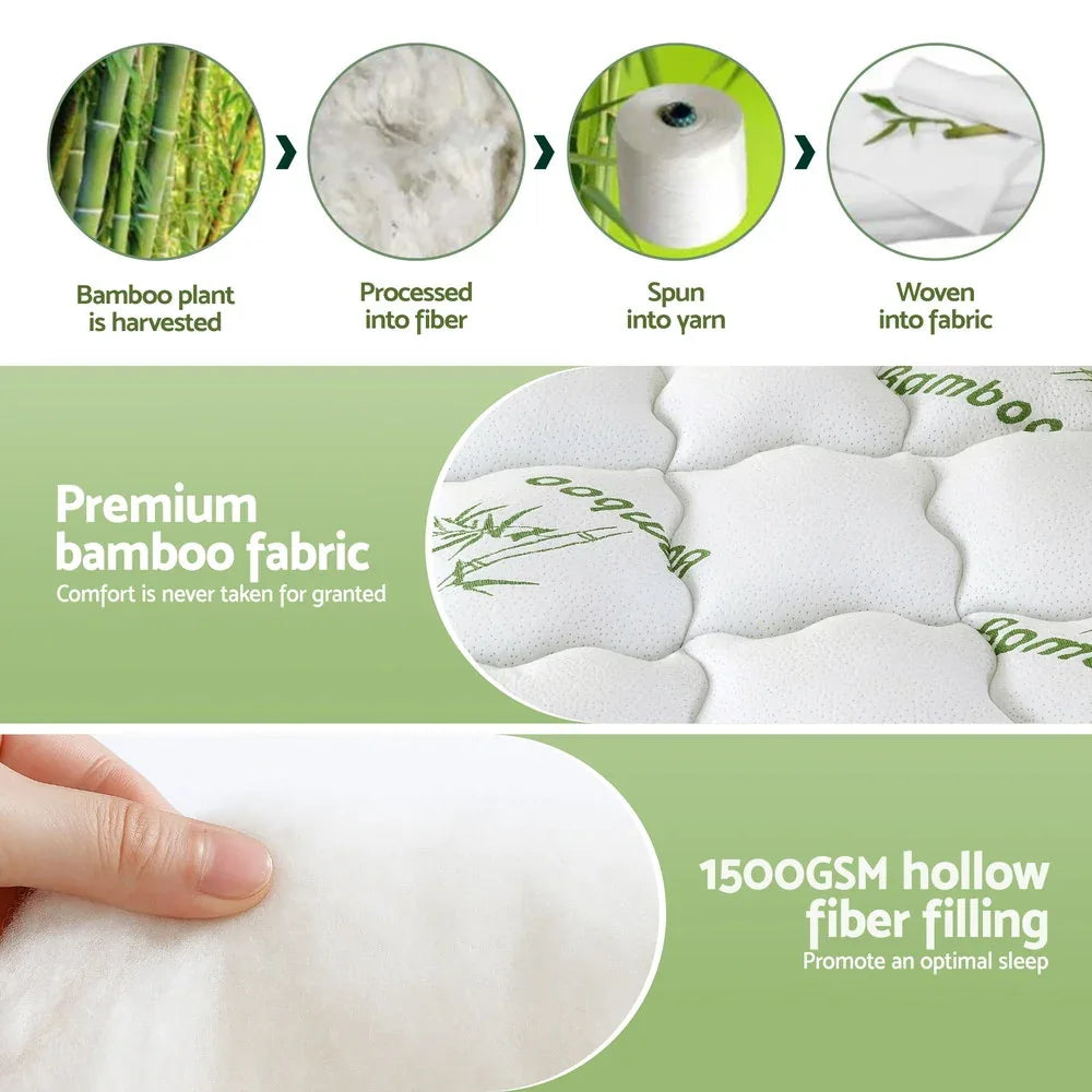 Giselle Mattress Topper 11cm Pillowtop toppers Bamboo Double - Mekamart Australia