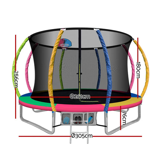 Everfit 10FT Trampoline for Kids w/ Ladder Enclosure Safety Net Rebounder Colors - Mekamart Australia