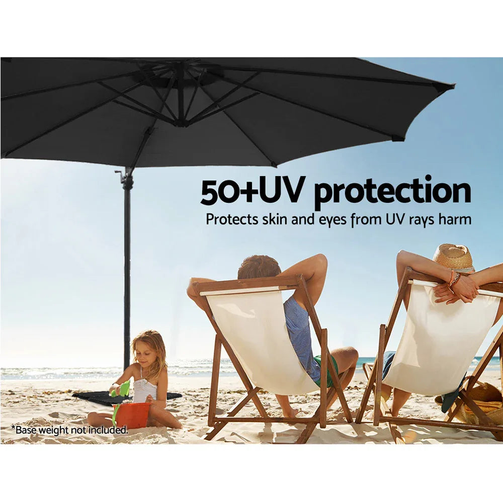 Instahut 3m Outdoor Umbrella Cantilever 360 Degree Tilt Beach Roma Black - Mekamart Australia