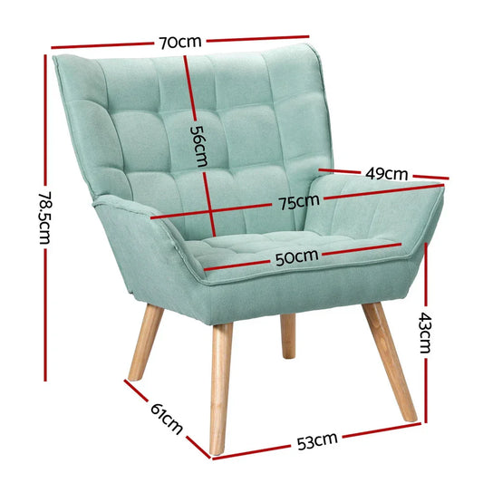 Artiss Armchair Lounge Chair Accent Chairs Sofa Linen Fabric Cushion Seat Blue - Mekamart Australia
