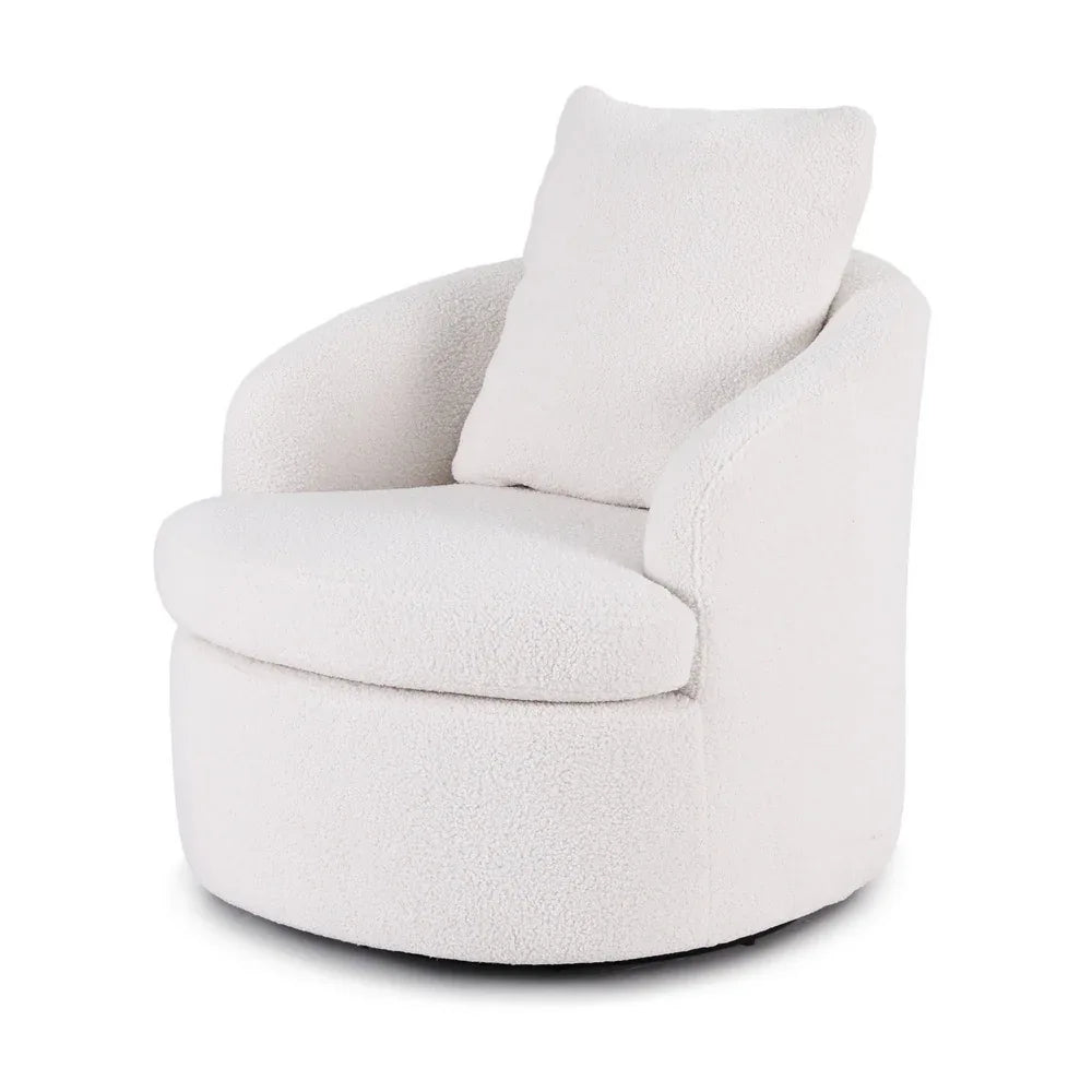 Artiss Round Swivel Armchair Extra Pillow White - Mekamart Australia