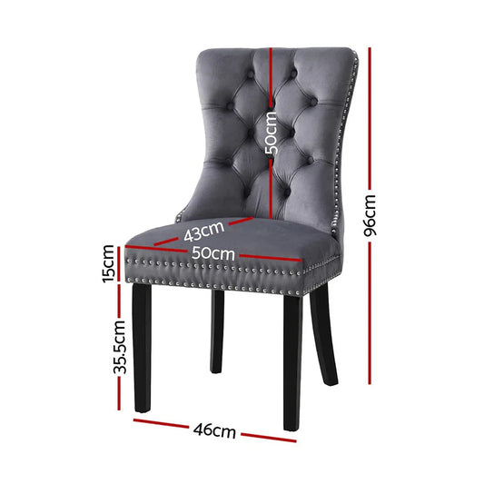 1 Set of 2 Artiss Dining Chairs Grey Velvet - Mekamart Australia