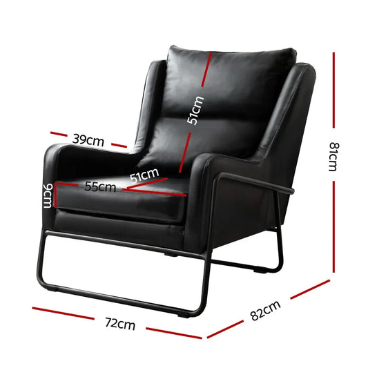 Artiss Armchair Accent Chair PU Leather Wingback Black - Mekamart Australia