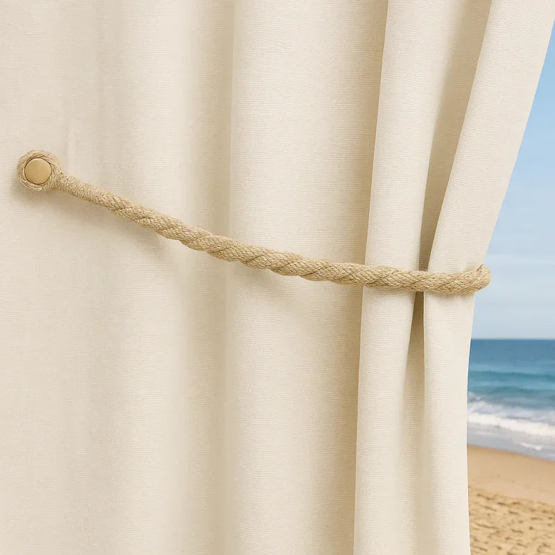 Magnetic weaved rope tieback Cream - Mekamart Australia