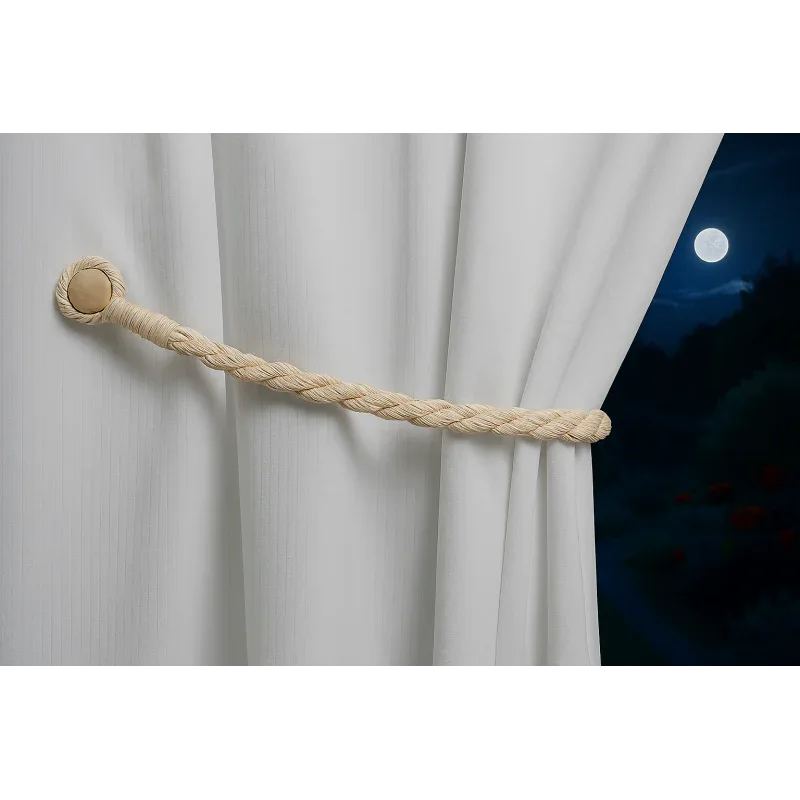 Magnetic weaved rope tieback Linen - Mekamart Australia