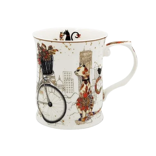 Cat Couple Mugs – Set of 2 (415ml) | Fine Bone China with Embossed Detailing & Gift Packaging - Mekamart Australia