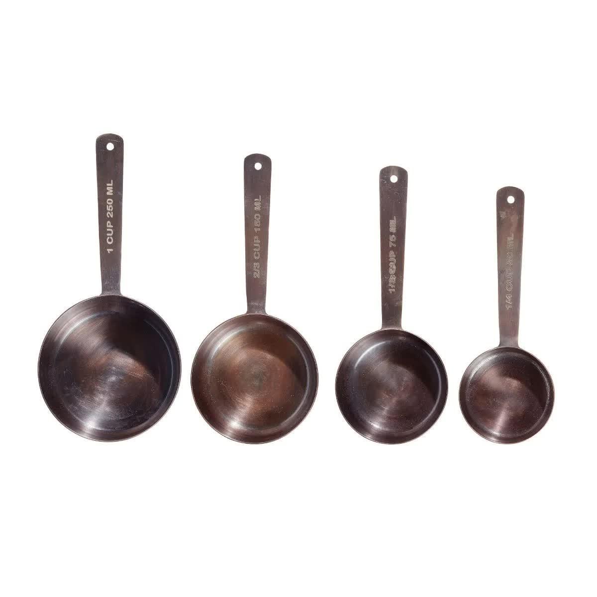 Vintage Elegance: Antique Copper Stainless Steel Measuring Cup Set - Mekamart Australia
