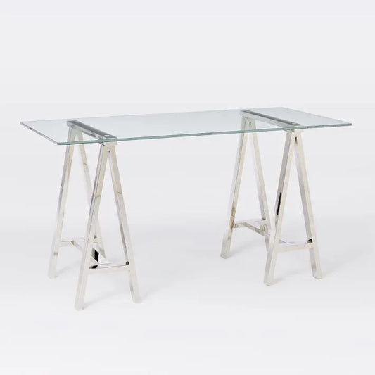 Stainless Steel & Glass Venus Office Desk Table - Mekamart Australia