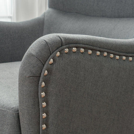 Vintage Grey Fabric High Back Padded Armchair - Mekamart Australia