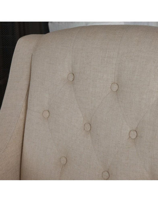 Canberra Fabric Armchair & Ottoman in Begie Linen - Mekamart Australia