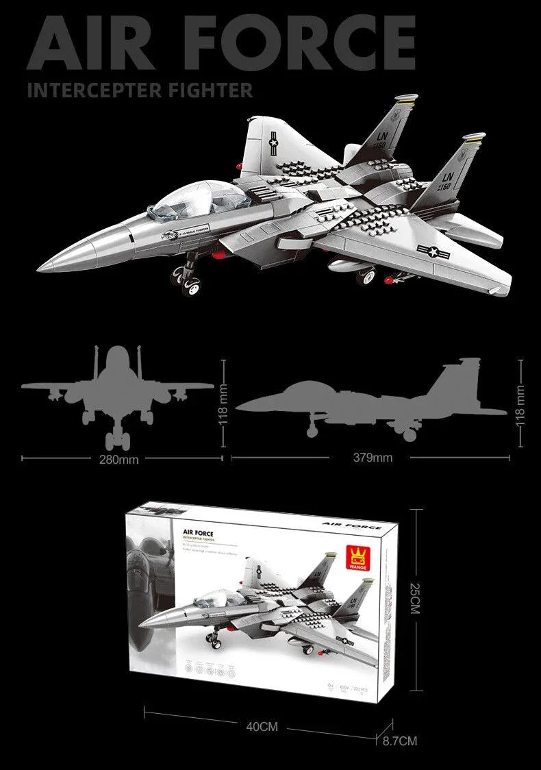 Christmas gift F-15 Eagle Fighter Jet Building Blocks Set, 223 Pieces Military Aircraft Model Kit for Kids & Enthusiasts(F15 fighter) - Mekamart Australia