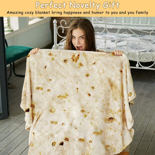 Burritos Tortilla Throw Blanket(Beige), Novelty Funny Round Blanket for Adults & Kids, Soft Flannel Tortilla Wrap Blanket(47",Baby) - Mekamart Australia