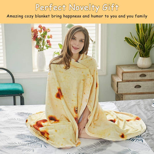 Burritos Tortilla Throw Blanket (Yellow), Novelty Funny Round Blanket for Kids & Adults, Soft Flannel Tortilla Wrap Blanket(47",Baby) - Mekamart Australia