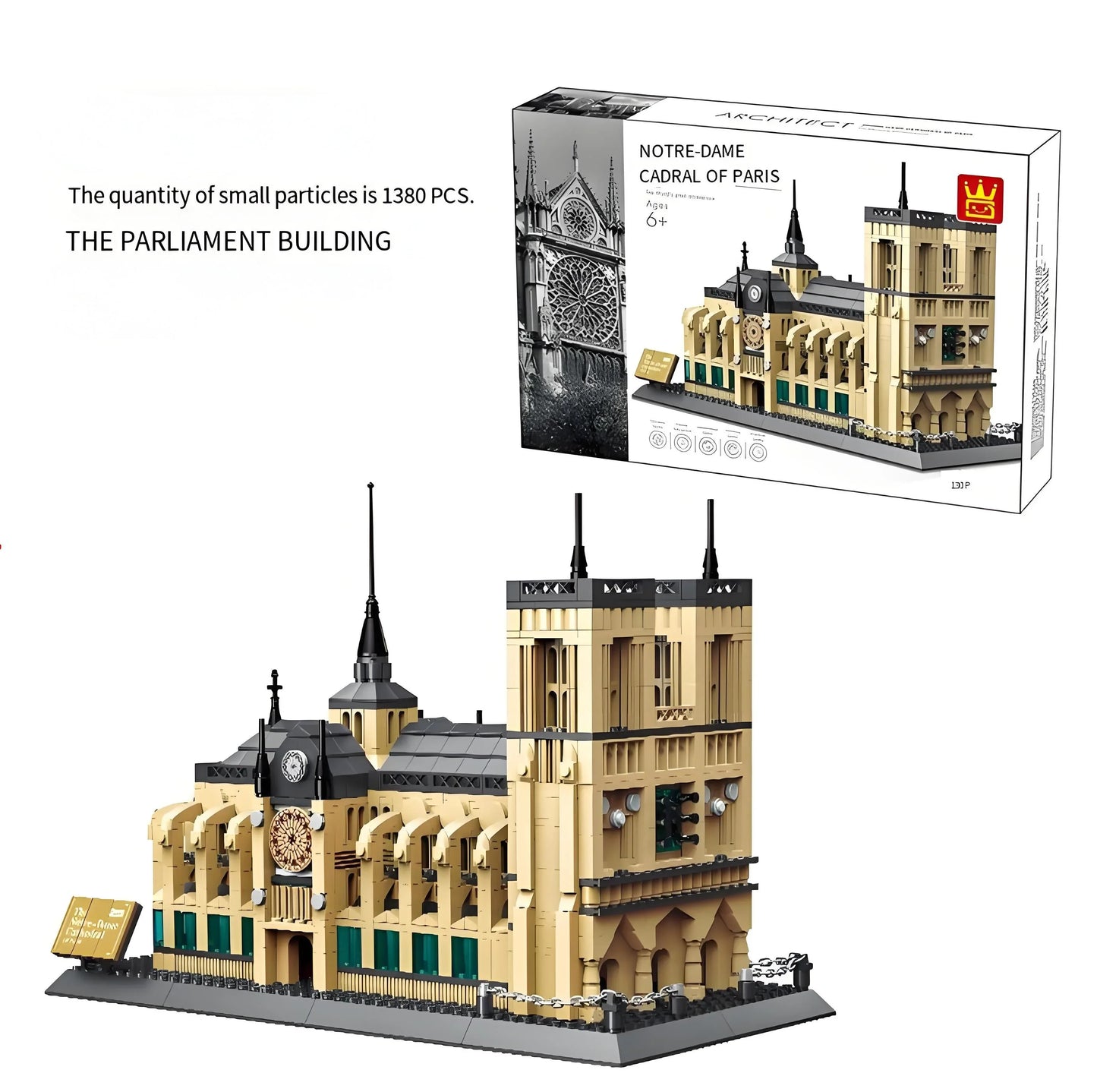 Notre-Dame Cathedral of Paris Mini Building Blocks Model – Iconic Gothic Landmark for Home Display, Educational Play & Gift-Giving (Beige) | Other Architectural Models Available In-Store - Mekamart Australia