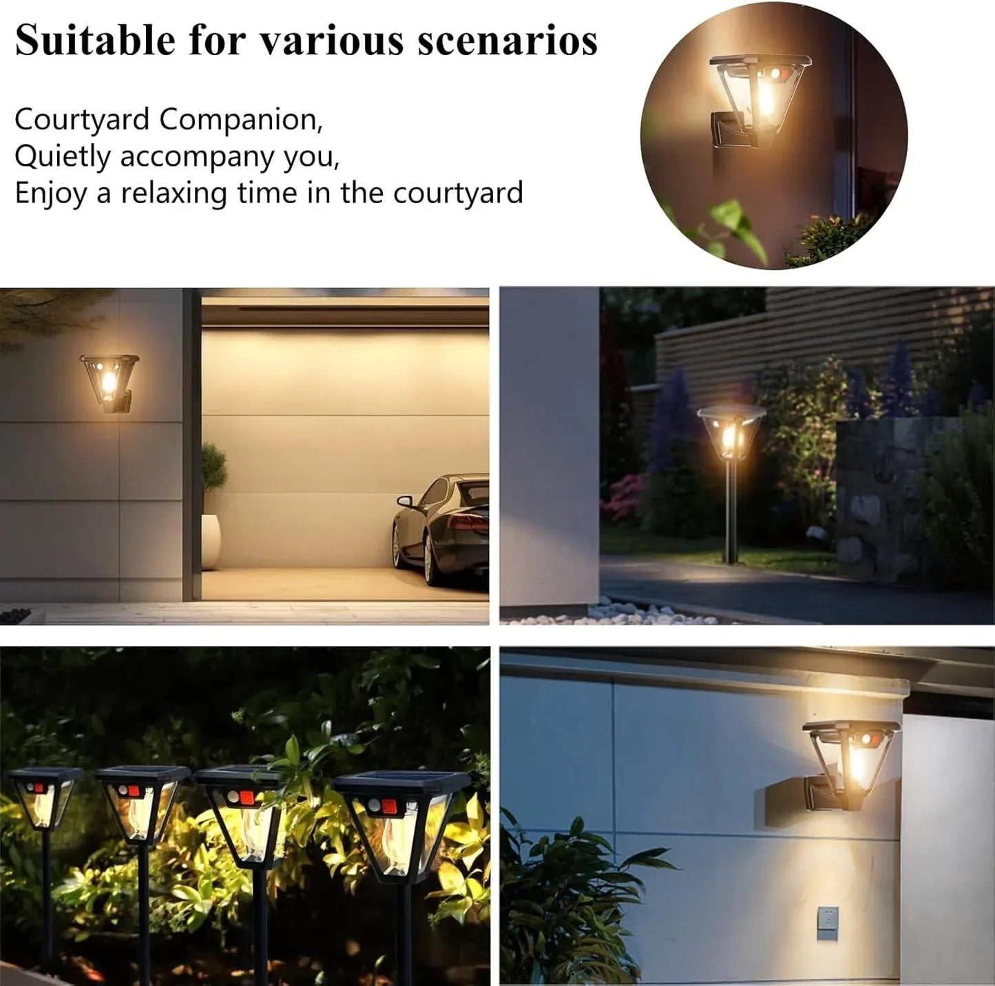 Solar Motion Sensor Wall Lights (2-Pack): 3-Mode Dusk-to-Dawn Waterproof for Patio, Garage & Garden Lighting - Mekamart Australia