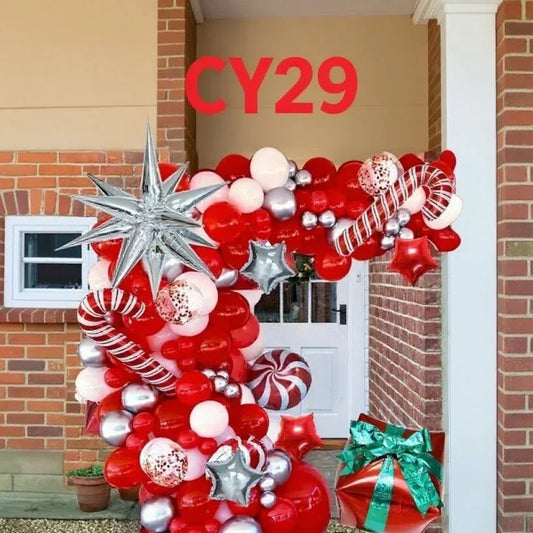 Christmas Balloon Arch + Tree Kit: Candy Cane/Star Foil Décor - Mekamart Australia