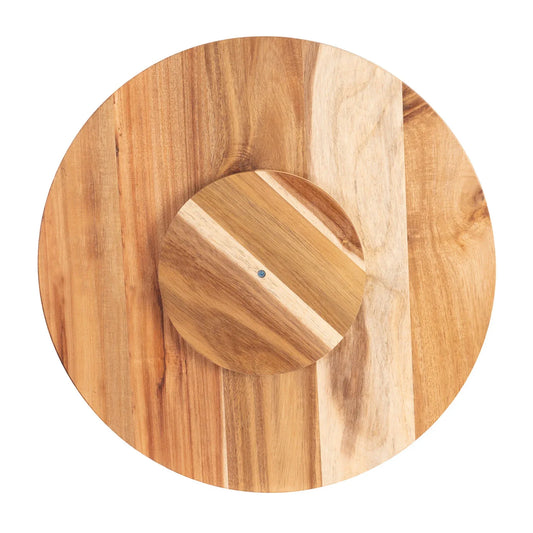 Bread and Butter 18 Inch Print Wooden Lazy Susan Tray - White Snowflake - Mekamart Australia