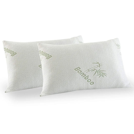 Royal Comfort Luxury Bamboo Covered Memory Foam Pillow Twin Pack Hypoallergenic - Mekamart Australia