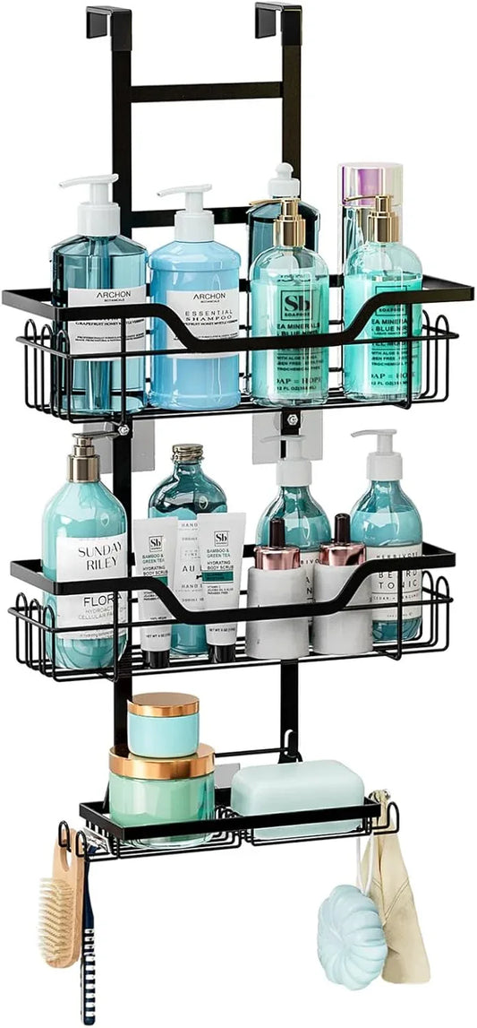 CARLA HOME Over the Door 3-tier Shower Caddy Organizer Shelf with Hooks for Bathroom - Mekamart Australia