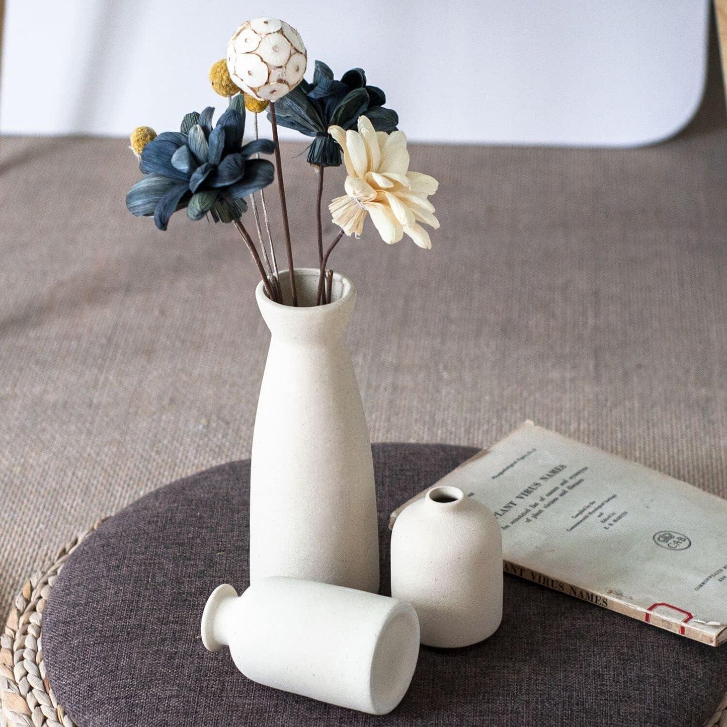 Ceramic Set of 3 Modern White Vases for Home D�cor - Mekamart Australia
