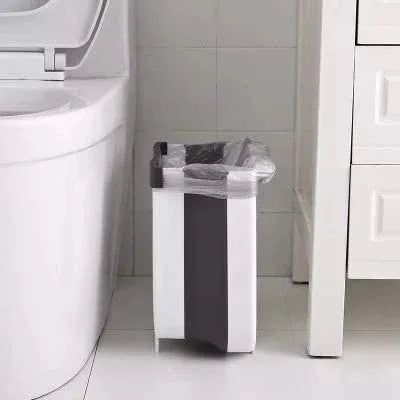 Hanging Trash Can Collapsible Small Garbage Waste Bin for Kitchen Cabinet Door (White) - Mekamart Australia