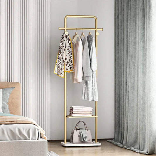 Gold Metal Coat Rack Stand Granite Base Hall Tree - Mekamart Australia