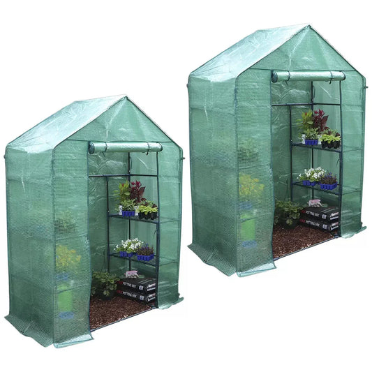 Walk-in Greenhouse 2 Tier Twin Pack, 195 x 143 x 73 cm - Mekamart Australia