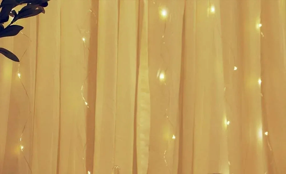 300 LEDs Window Curtain Fairy Lights 8 Modes and Remote Control for Bedroom (Warm White, 300 x 300cm) - Mekamart Australia