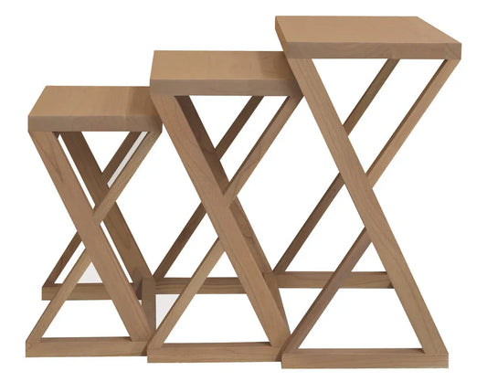 Manhattan Solid Mindi Timber Nest of Tables - Set of 3 (Natural) - Mekamart Australia