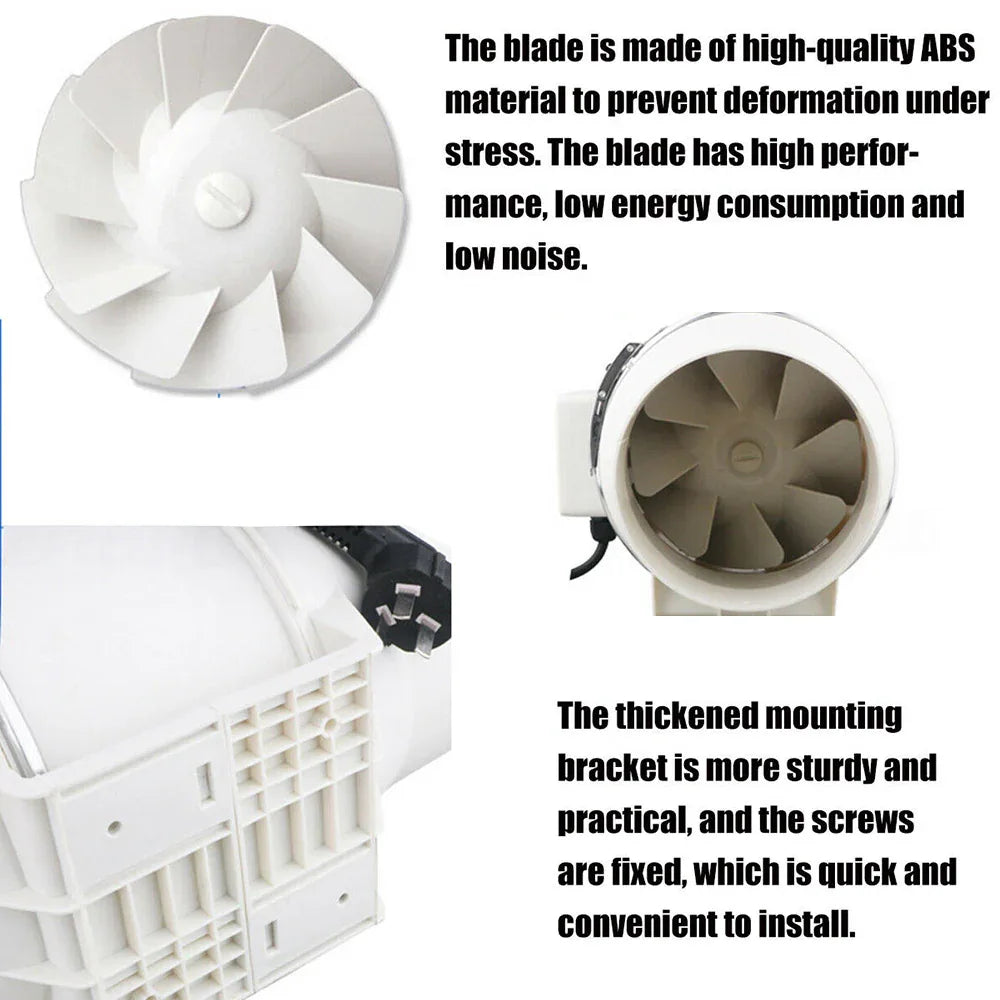 8" Inch Silent Extractor Fan Duct Hydroponic Inline Exhaust Vent Industrial - Mekamart Australia