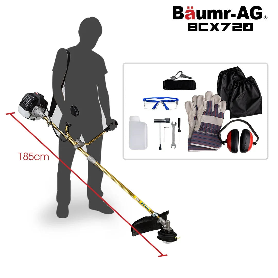 Baumr-AG 65CC Brushcutter Whipper Snipper Trimmer Brush Cutter Multi Pole Tool - Mekamart Australia