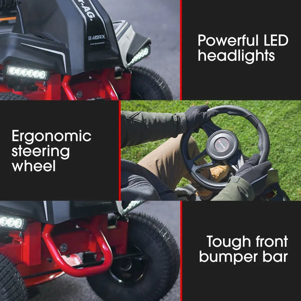 BAUMR-AG 24" Ride On Lawn Mower, Lithium Electric Start System, 6HP 224cc, 5 Cut Heights, Catcher and Mulch Kit - Mekamart Australia