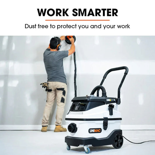 UNIMAC 30L Dust Extractor, Wet & Dry Vacuum Cleaner, 3 Stage Filtration, Water and HEPA filter, Power plus Air pass-through, Accessories - Mekamart Australia