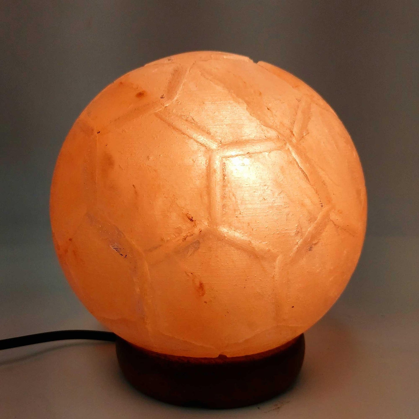 12V 12W Soccer Himalayan Pink Salt Lamp Carved Ball Rock Crystal Light Bulb On/Off - Mekamart Australia