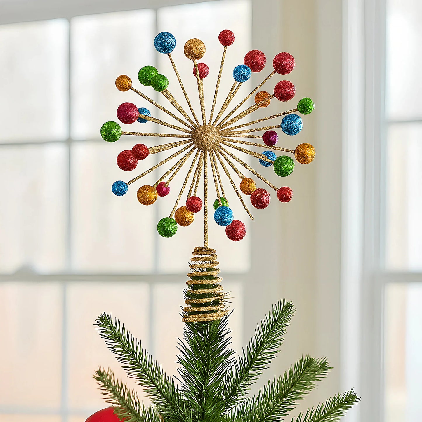 Christabelle Christmas Tree Topper Glittery Baubles Gold Decoration Ornaments - Mekamart Australia