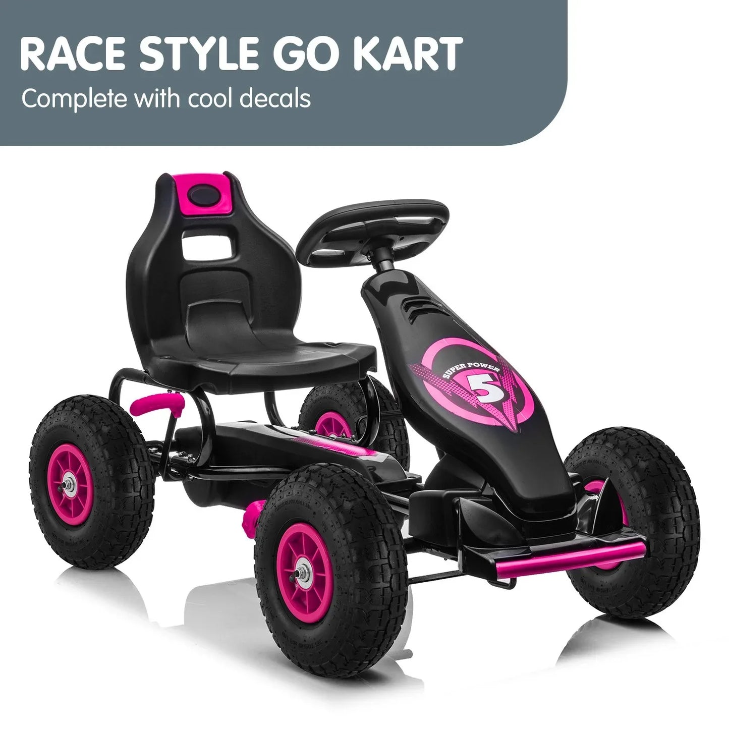 Kahuna G18 Kids Ride On Pedal Go Kart - Rose Pink - Mekamart Australia