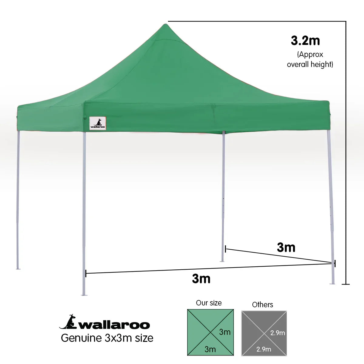 Wallaroo Gazebo Tent Marquee 3x3 Popup Outdoor - Green - Mekamart Australia