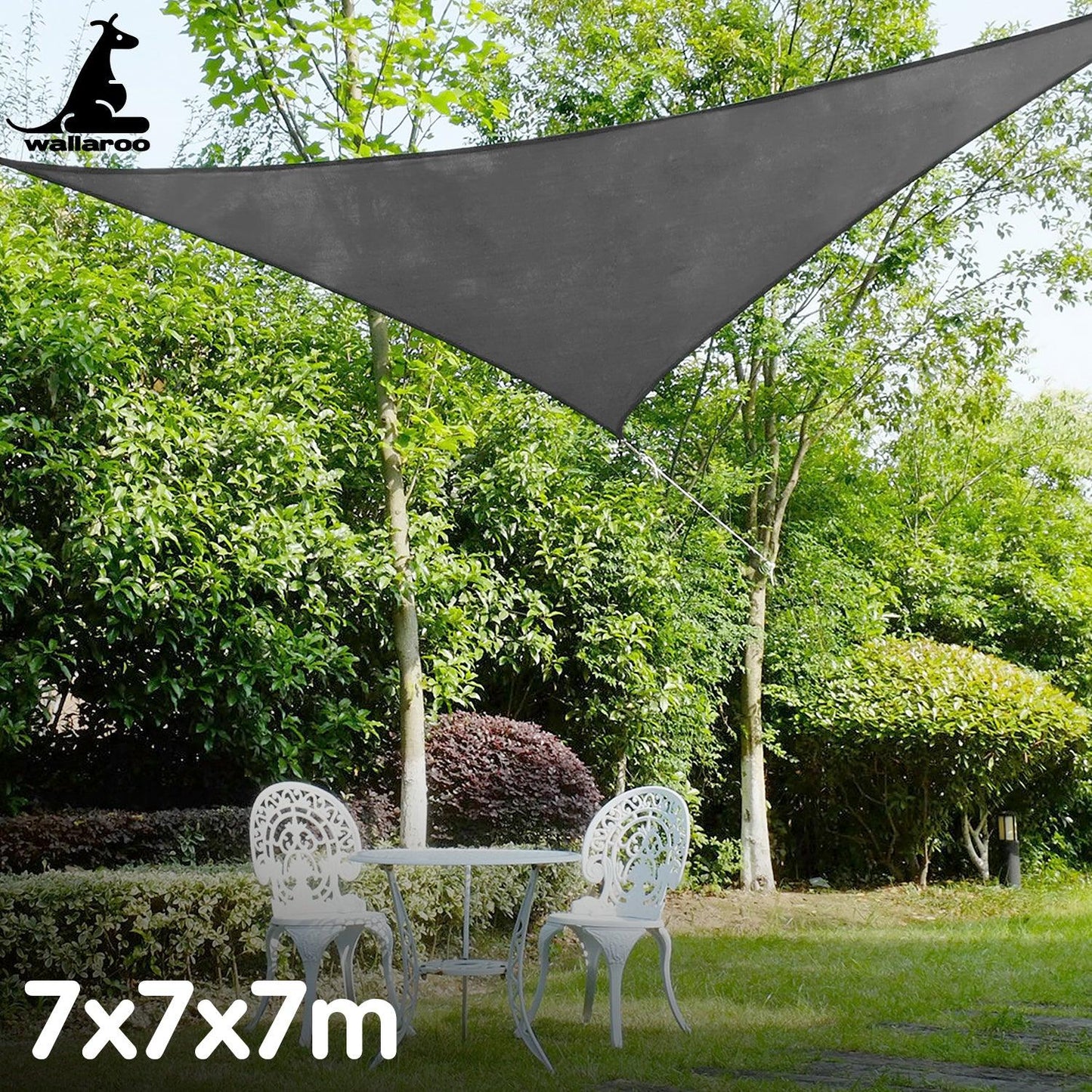 Wallaroo Outdoor Sun Shade Sail Canopy Grey Triangle 7 x 7 x 7M - Mekamart Australia