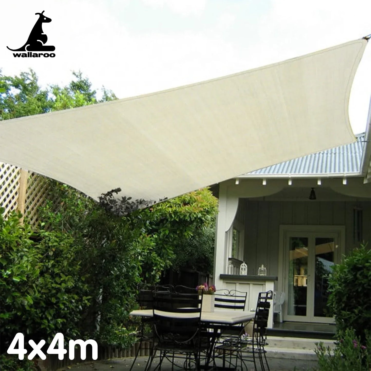 Wallaroo Waterproof Outdoor Shade Sail Canopy Sun Cloth Square 4x4M - Mekamart Australia